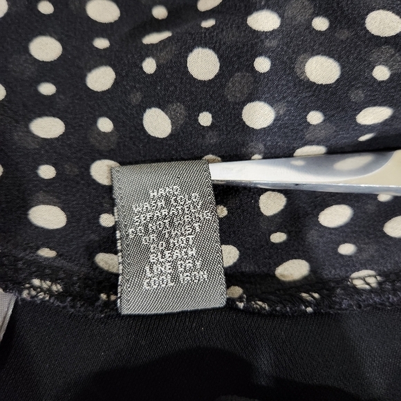 Kate Hill Petite Black Short Sleeve Top with 100% Silk Dot Scarf Collar Size PM - Picture 7 of 7